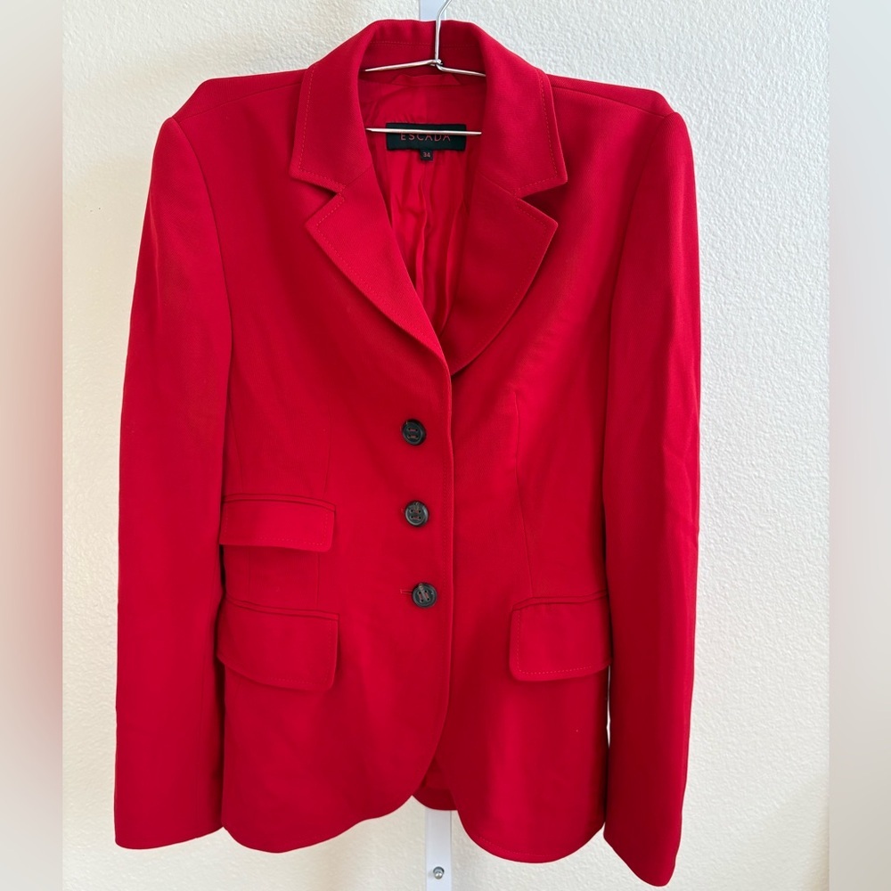 Escada Wool Blend Blazer in Red - Size 34 (US XS)